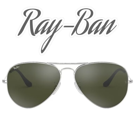 New RAY-BAN Large Metal Aviator Sunglasses Silver Frame Gray Gradient Lens RB302 - Picture 1 of 12